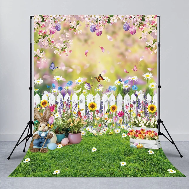 Alt view image 3 of 7 - Easter Backdrop 8X10FT Spring Garden Green Lawn Natural Scenery Photography Backdrop for Kids Adult Easter Birthday Party Decorations Banner (96 x 120 inch)