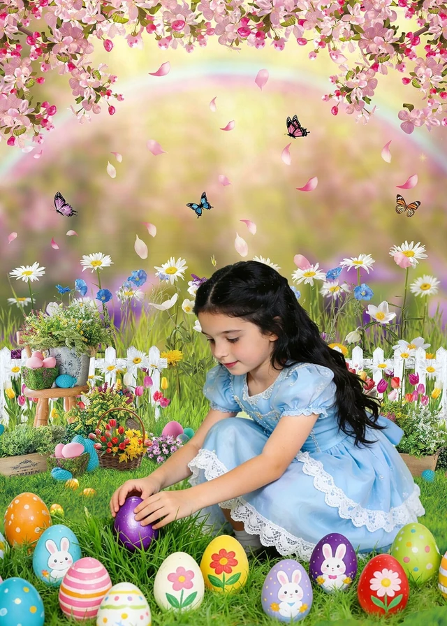Alt view image 4 of 7 - Easter Backdrop 8X10FT Spring Garden Green Lawn Natural Scenery Photography Backdrop for Kids Adult Easter Birthday Party Decorations Banner (96 x 120 inch)