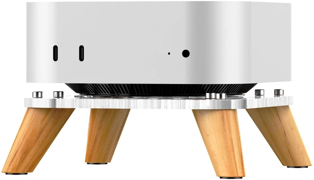 Main image of Wooden transparent Mac Mini M4/M4Pro Stand Bases, macmini 2024 Computer host Vertical Dock Holder, Storage Racks Ventilation holes on the bottom for better heat dissipation-AJM4-4