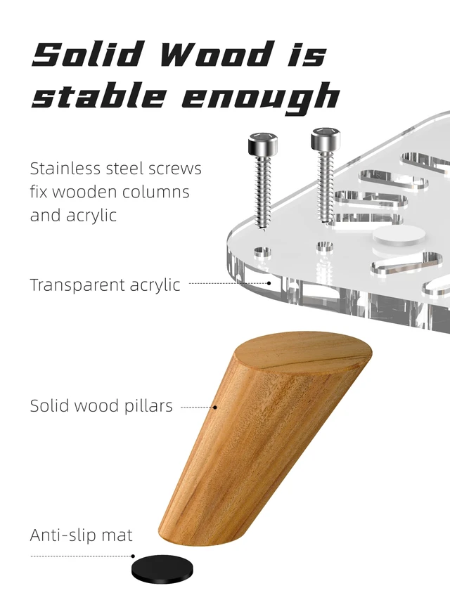 Alt view image 5 of 7 - Wooden transparent Mac Mini M4/M4Pro Stand Bases, macmini 2024 Computer host Vertical Dock Holder, Storage Racks Ventilation holes on the bottom for better heat dissipation-AJM4-4