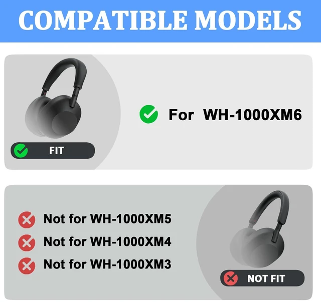 Alt view image 2 of 7 - Protein Leather Memory Foam Replacement Ear Pads for Sony WH-1000XM6 Soft protein leather ear cushions with memory foam,ideal noise-isolation replacement earpads for Sony WH-1000XM6 headphones