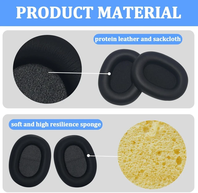 Alt view image 5 of 7 - Protein Leather Memory Foam Replacement Ear Pads for Sony WH-1000XM6 Soft protein leather ear cushions with memory foam,ideal noise-isolation replacement earpads for Sony WH-1000XM6 headphones