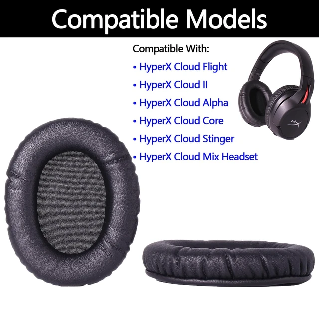 Alt view image 2 of 7 - Cloud 2 Earpads for HyperX Cloud II/Cloud Alpha/Cloud Flight - Black Protein Leather Memory Foam Cushions, for Cloud Core/Stinger/Mix/HyperX Cloud II Cloud Pro HyperX Cloud Alpha Gaming Headsets