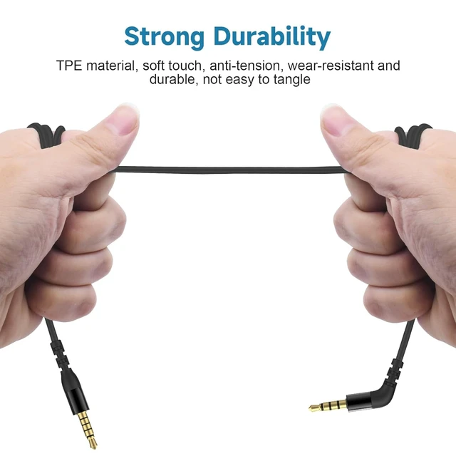 Alt view image 5 of 7 - Replacement Audio Cable Compatible with SteelSeries Arctis Nova Pro, Arctis Nova 7 Gaming Headset (Black/5ft)