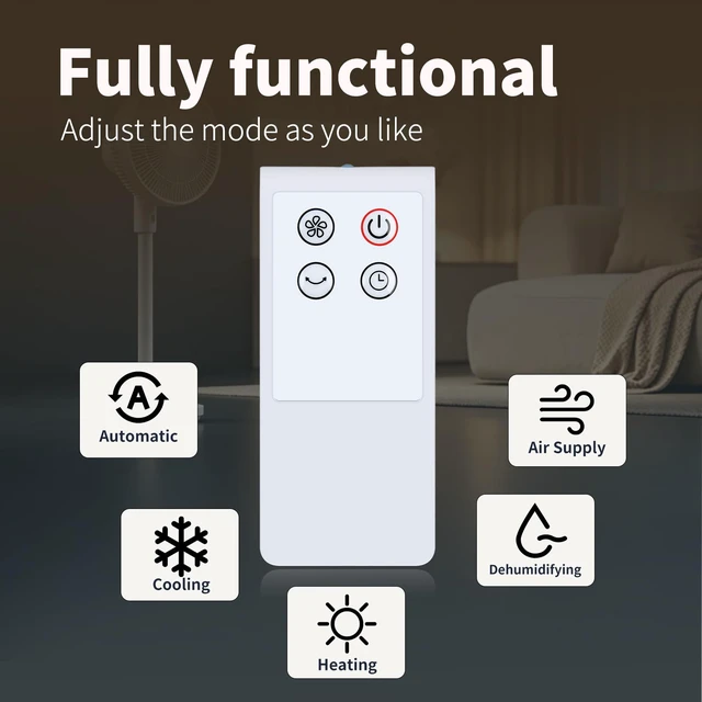 Alt view image 6 of 7 - Replacement Remote Control Intended for Midea FZ10-16AR Column Fanfor Netta,for PELONIS FS40-19PRD 16" Oscillating Pedestal Stand Up Fan