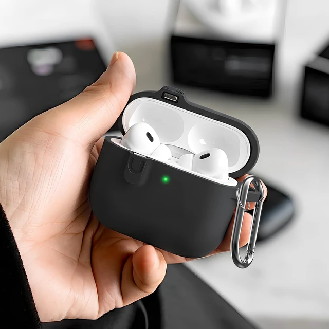 Alt view image 4 of 5 - Compatible with AirPod Pro 3 Case Cover with Cleaner Kit, Soft Silicone Cover for AirPods Pro 3rd Generation Comes with Magnetic Lid Lock & Horse Pendant for Women/Men,Magnetic Black
