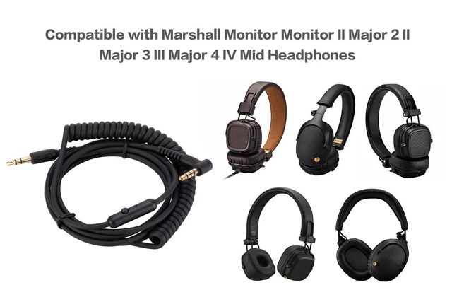Alt view image 2 of 4 - Replacement Audio Cable for Marshall headphones, Compatible with Monitor Monitor II Major 2 II Major 3 III Major 4 IV Mid Headphones 3.5mm Male Stereo Jack Cord, 4 Ft, Inline Mic/Remote Control