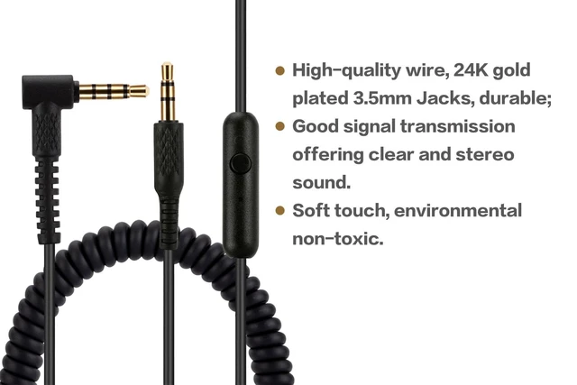 Alt view image 3 of 4 - Replacement Audio Cable for Marshall headphones, Compatible with Monitor Monitor II Major 2 II Major 3 III Major 4 IV Mid Headphones 3.5mm Male Stereo Jack Cord, 4 Ft, Inline Mic/Remote Control