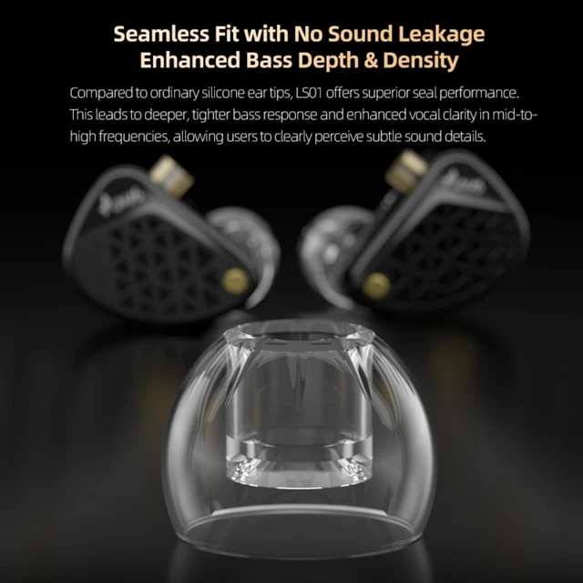 Alt view image 5 of 7 - KZ LS01 in Ear Monitor Ear Tips, Crystal-Clear Liquid Silicone Earplugs S/M/L Size 3 Pair, High Soft Elasticity, Earbuds Fit for Most In-ear Headphones with 4mm Nozzles