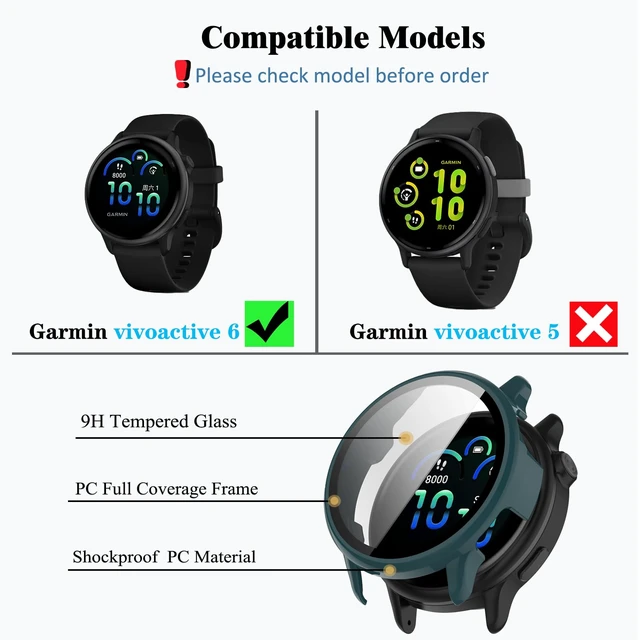 Alt view image 2 of 6 - [4-Pack vivoactive 6 Screen Protector Case Compatible with Garmin vívoactive® 6 Smart Watch, Ultra-Thin Scratch Resistant Cover with Tempered Glass for Women Men