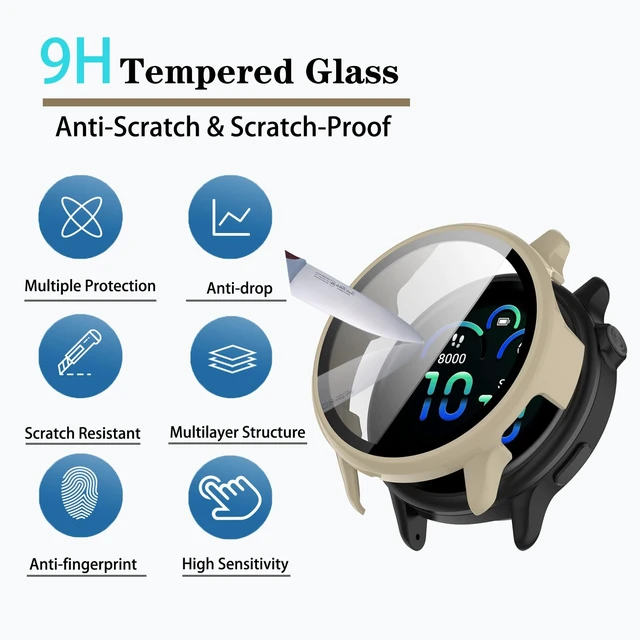 Alt view image 3 of 6 - [4-Pack vivoactive 6 Screen Protector Case Compatible with Garmin vívoactive® 6 Smart Watch, Ultra-Thin Scratch Resistant Cover with Tempered Glass for Women Men