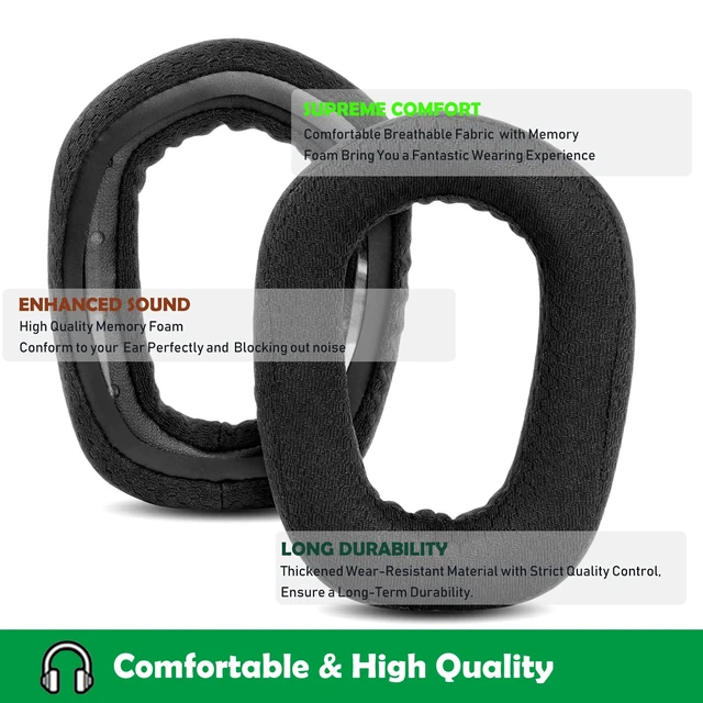 Alt view image 5 of 6 - Professional Replacement Earpads Cushions for Logitech G435 Bluetooth Wireless Gaming Headset, Breathable Fabric & Foam, Black