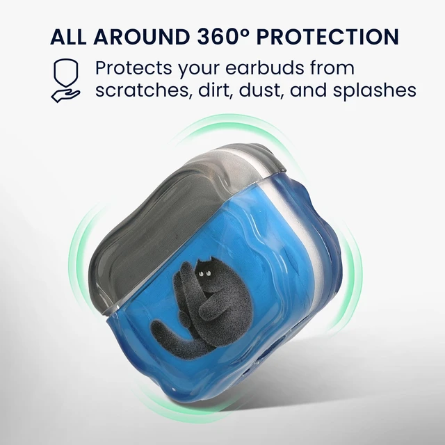 Alt view image 3 of 7 - in-Ear Headphones Case for Apple Airpods Pro 3 - Protective Shockproof Case for Earbuds with Keychain - Soft & Durable Pilates Cat