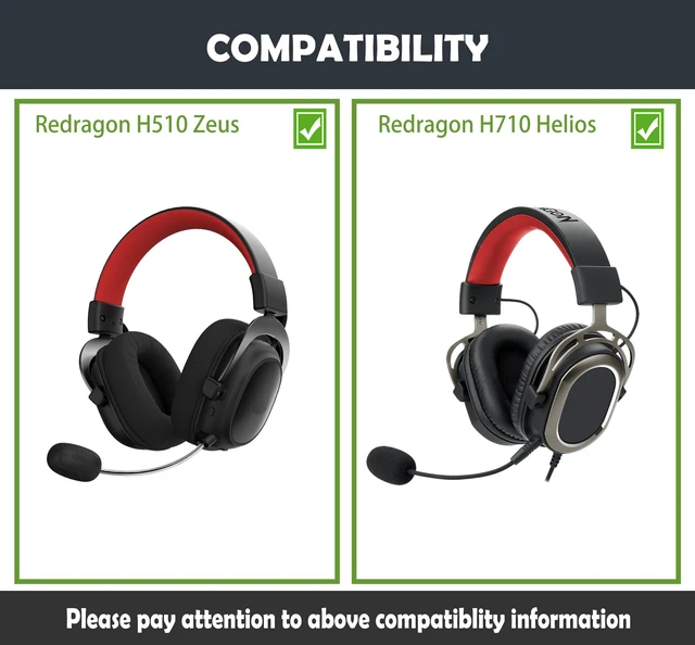 Alt view image 2 of 6 - Replacement Earpads Cushion Compatible with Redragon H510 Zeus H710 Helios Headsets Ear Pads with Soft Fabric&High Density Foam