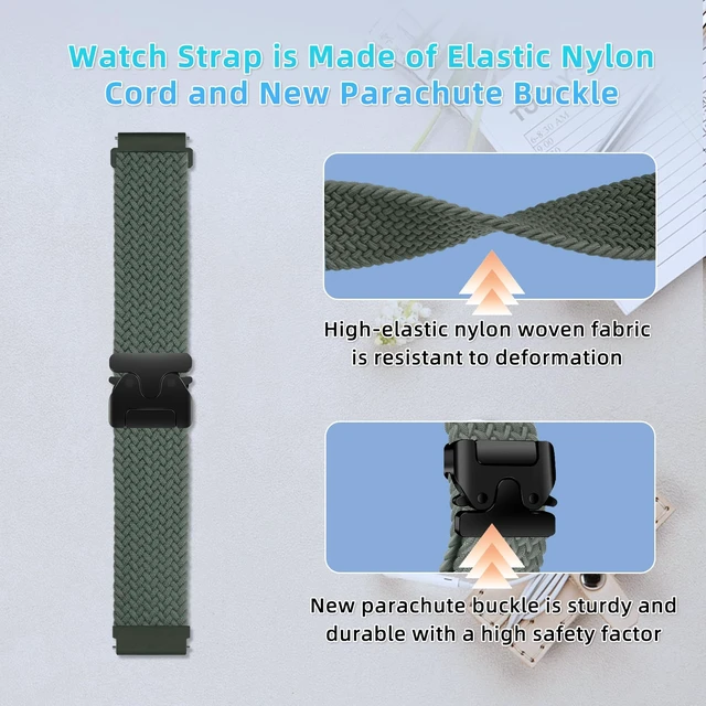 Alt view image 3 of 7 - 22mm Nylon Band for Amazfit Balance 3/Bip 6/Bip 5 Breathable, Soft, Comfor, Woven Nylon Sport Replacement Band for Amazfit Active Max/Cheetah 2 Ultra, for Garmin Venu 4 45mm