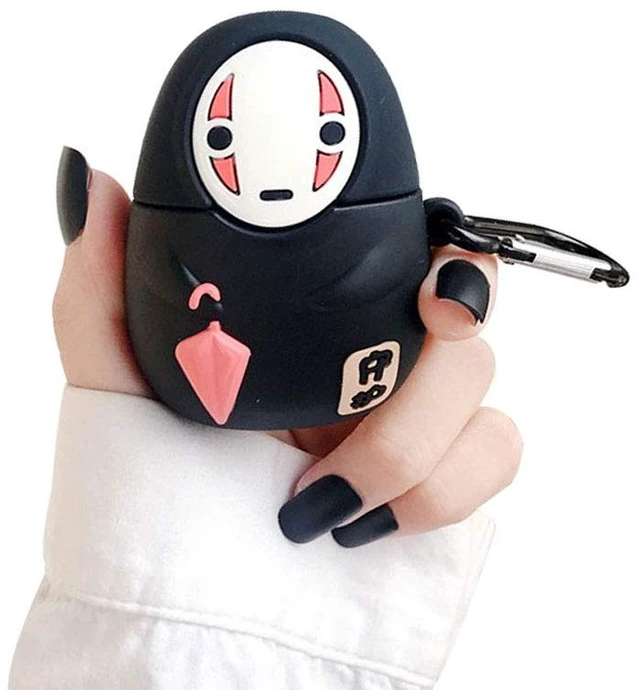 Main image of Case Compatible with AirPods 1/2, Super Cute Creative Sitting Faceless Man No Face Man Holding Umbrella Design Case, Soft Silicone Earphone Protection Skin +Hook