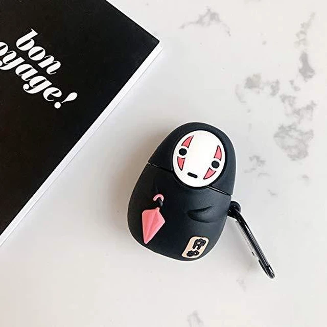 Alt view image 2 of 7 - Case Compatible with AirPods 1/2, Super Cute Creative Sitting Faceless Man No Face Man Holding Umbrella Design Case, Soft Silicone Earphone Protection Skin +Hook