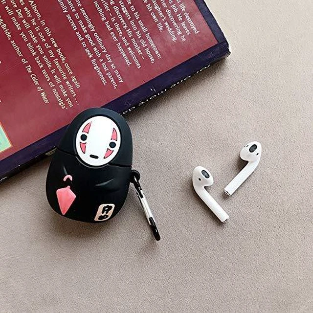 Alt view image 4 of 7 - Case Compatible with AirPods 1/2, Super Cute Creative Sitting Faceless Man No Face Man Holding Umbrella Design Case, Soft Silicone Earphone Protection Skin +Hook