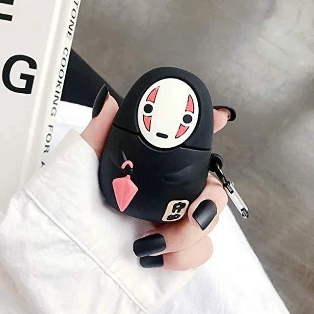 Alt view image 3 of 7 - Case Compatible with AirPods 1/2, Super Cute Creative Sitting Faceless Man No Face Man Holding Umbrella Design Case, Soft Silicone Earphone Protection Skin +Hook
