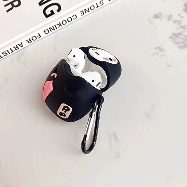 Alt view image 6 of 7 - Case Compatible with AirPods 1/2, Super Cute Creative Sitting Faceless Man No Face Man Holding Umbrella Design Case, Soft Silicone Earphone Protection Skin +Hook