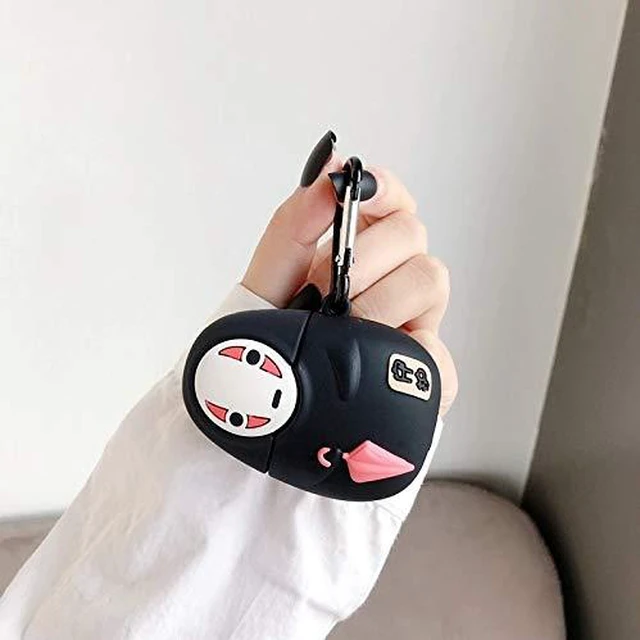 Alt view image 7 of 7 - Case Compatible with AirPods 1/2, Super Cute Creative Sitting Faceless Man No Face Man Holding Umbrella Design Case, Soft Silicone Earphone Protection Skin +Hook