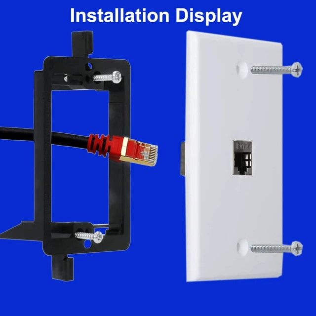 Alt view image 4 of 6 - 4 Ports Ethernet Wall Plate With Bracket, 10Gbps 600MHZ, Cat7 RJ45 Female to Female Coupler Keystone Module, Solder-free Pass Through Face Plate for TV Modem Laptop Switch ADSL
