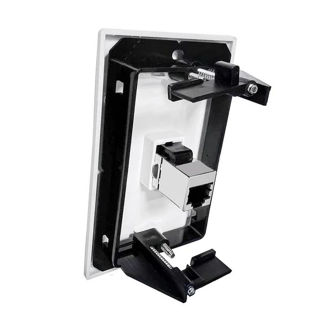 Alt view image 5 of 6 - 3 Ports Ethernet Wall Plate With Bracket, 10Gbps 600MHZ, Cat7 RJ45 Female to Female Coupler Keystone Module, Solder-free Pass Through Face Plate for TV Modem Laptop Switch ADSL