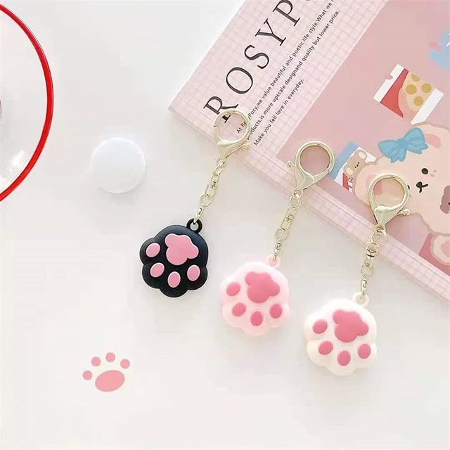 Alt view image 4 of 7 - Kawaii Cute Cat-pad Silicone Cover Compatible with Airtags Finder Location Tracker Keychain for Kids Pets Keys