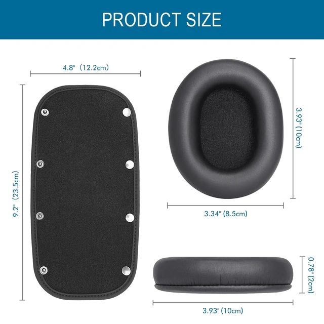 Alt view image 3 of 7 - Replacement Ear Pads + Headband Cover Protector Compatible with Audio Technica ATH M50 M50X M50XBT M40X M30X M20X MSR7 SX1 Headphones, Repair Parts, No Tool Installation (Black)