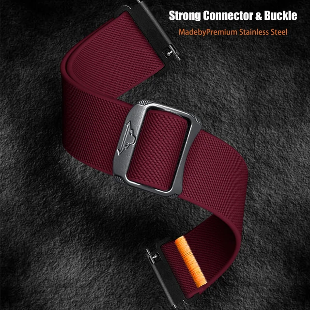 Alt view image 3 of 7 - Compatible for Voice Caddie T11 PRO Bands, 20mm, 22mm Quick Release Stretchy Solo Loop Adjustable Nylon Replacement StrapsCompatible for Voice Caddie T11 PRO, T9 Watch (Red, 20mm size band)