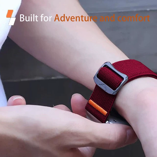 Alt view image 5 of 7 - Compatible for Voice Caddie T11 PRO Bands, 20mm, 22mm Quick Release Stretchy Solo Loop Adjustable Nylon Replacement StrapsCompatible for Voice Caddie T11 PRO, T9 Watch (Red, 20mm size band)