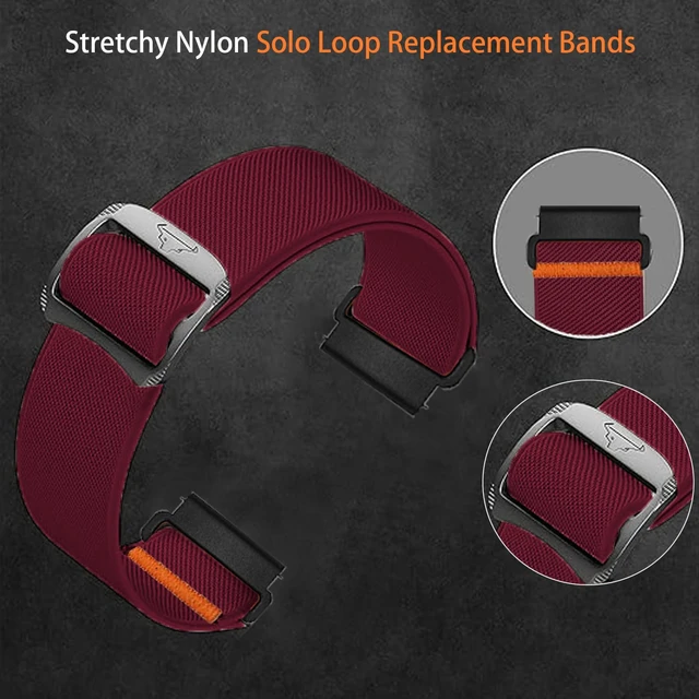 Alt view image 7 of 7 - Compatible for Voice Caddie T11 PRO Bands, 20mm, 22mm Quick Release Stretchy Solo Loop Adjustable Nylon Replacement StrapsCompatible for Voice Caddie T11 PRO, T9 Watch (Red, 20mm size band)