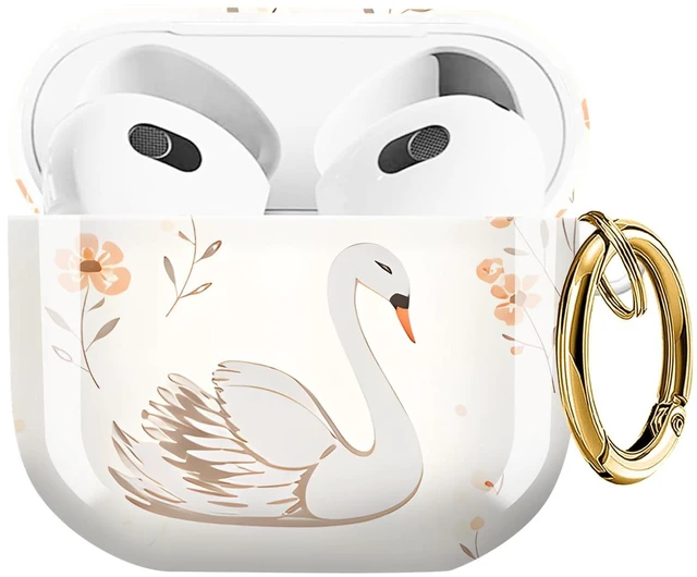 Main image of Compatible with AirPods 4 Case (2024 Release), Shockproof Protective Hard Shell Cover with Keychain, Cute & Fashion Patterns for Women Men KidsBeautiful Swans