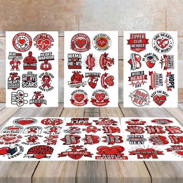 Alt view image 3 of 7 - (1.5-2 Inch) 60Pcs Heart Disease Awareness Stickers, Heart Warrior Decals Waterproof Vinyl Sticker Pack for Laptop Water Bottle Phone Gifts for Nurses Patients
