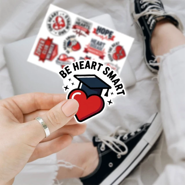 Alt view image 4 of 7 - (1.5-2 Inch) 60Pcs Heart Disease Awareness Stickers, Heart Warrior Decals Waterproof Vinyl Sticker Pack for Laptop Water Bottle Phone Gifts for Nurses Patients