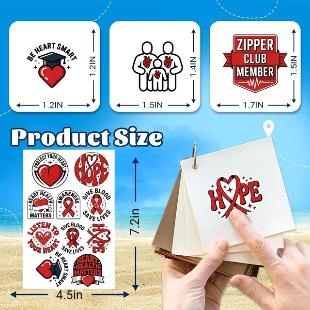 Alt view image 7 of 7 - (1.5-2 Inch) 60Pcs Heart Disease Awareness Stickers, Heart Warrior Decals Waterproof Vinyl Sticker Pack for Laptop Water Bottle Phone Gifts for Nurses Patients