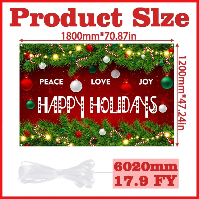 Alt view image 6 of 7 - Happy Holidays Celebrate Backdrop Banner Peace Love Joy Happy Holidays Wall Hanging Decor Red Glittering Xmas Winter Holiday Party Photo Photography Prop Booth Background 70.9x47.2in