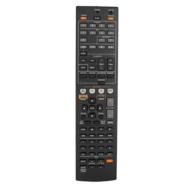 Alt view image 2 of 7 - Universal Replacement Remote Control Fit for 491 RX-V1065 RX-V1065BL HTR-6260 RAV287-WR002100 RAV290-WR002400 YHT-695BL HTR-7065 for Yamaha AV Receiver
