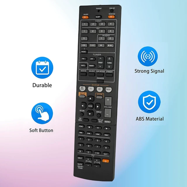 Alt view image 6 of 7 - Universal Replacement Remote Control Fit for 491 RX-V1065 RX-V1065BL HTR-6260 RAV287-WR002100 RAV290-WR002400 YHT-695BL HTR-7065 for Yamaha AV Receiver