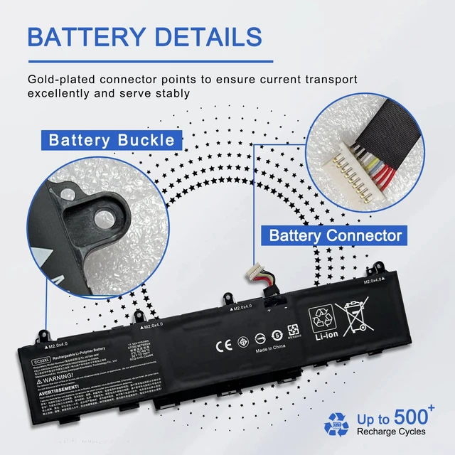 Alt view image 6 of 7 - CC03XL 53Wh Battery Replacement for HP elitebook x360 840 845 g7 830 845 g8 ZBook Firefly 14 Probook 635 Aero G7 G8 L77608-2C1 L77608-421 HSTNN-IB9F L78555-005 CC03053XL-PL HSTNN-DB9Q 11.55V