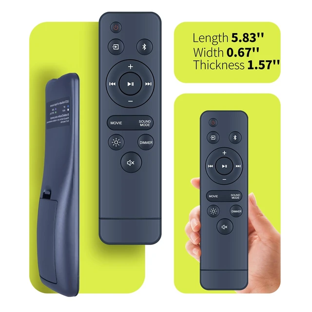 Alt view image 5 of 7 - Replacement Remote Control Intended for Onn Soundbar 20 Inch Sound Bar Speaker 100075108