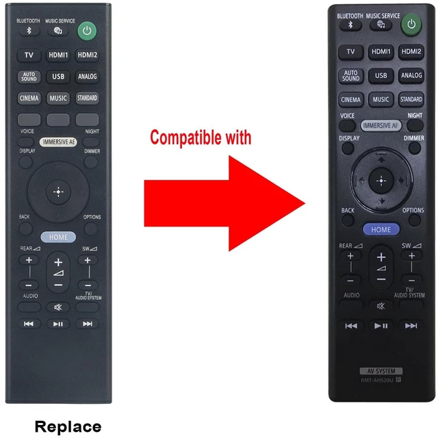 Alt view image 4 of 7 - RMT-AH509U Replace Remote Control fit for Sony Sound Bar Surround Speaker HT-A7000 HT-A9 1-009-357-11 RMT-AH509J RMT-AH508U RMT-AH508J