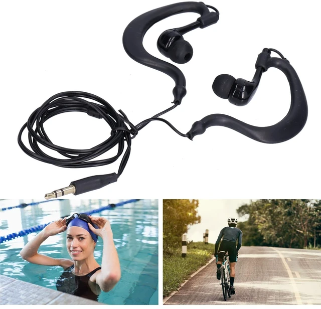 Main image of Underwater Swimming Headphones, Stereo Headphones with 3.5 Mm Ear Hook, Wired Sports Earphones for Swimming, Running, Surfing (Black)