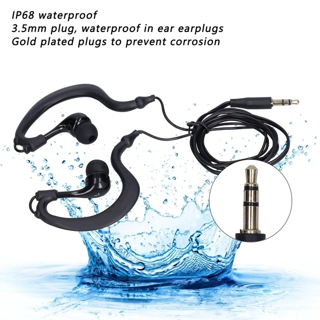 Alt view image 3 of 7 - Underwater Swimming Headphones, Stereo Headphones with 3.5 Mm Ear Hook, Wired Sports Earphones for Swimming, Running, Surfing (Black)