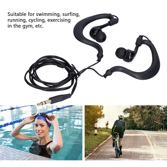 Alt view image 4 of 7 - Underwater Swimming Headphones, Stereo Headphones with 3.5 Mm Ear Hook, Wired Sports Earphones for Swimming, Running, Surfing (Black)