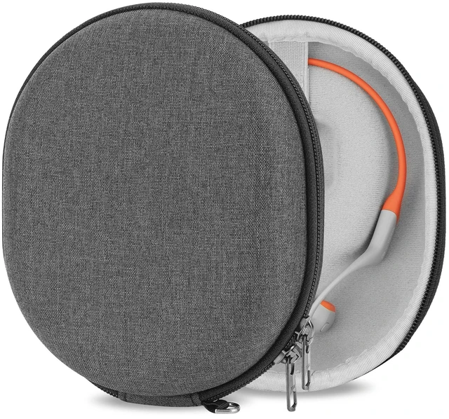 Main image of Shield Headphones Case Compatible with AfterShokz OpenRun Mini, Air, OpenRun Pro 2 Mini, OpenComm, OpenMove, Replacement Hard Shell Travel Carrying Bag with Cable Storage (Dark Grey)