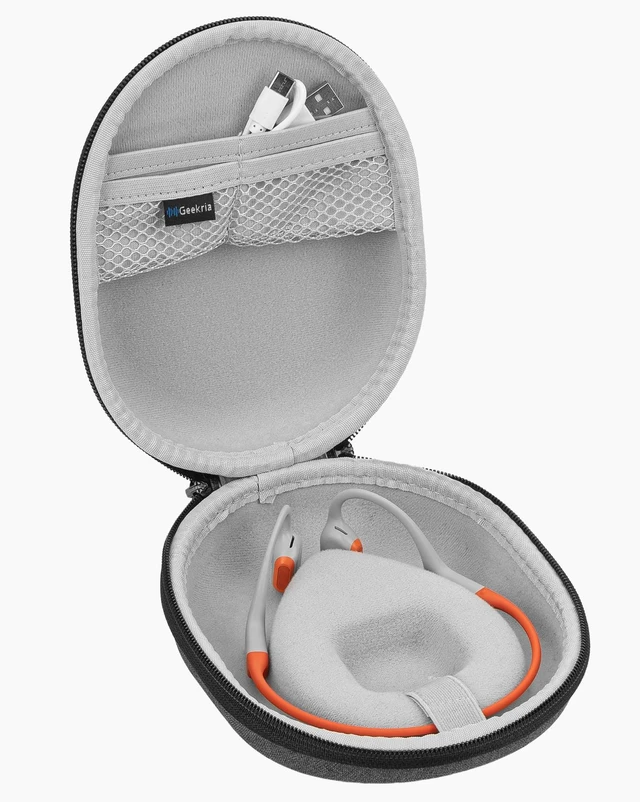 Alt view image 3 of 7 - Shield Headphones Case Compatible with AfterShokz OpenRun Mini, Air, OpenRun Pro 2 Mini, OpenComm, OpenMove, Replacement Hard Shell Travel Carrying Bag with Cable Storage (Dark Grey)