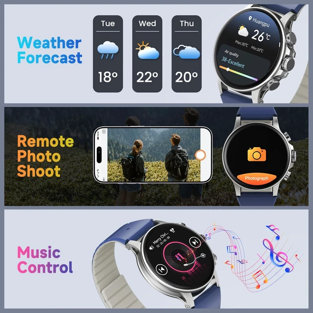 Alt view image 3 of 7 - 3D Dynamic Dial Smart Watch with Magnetic Strap, 1.60" AMOLED HD Touchscreen Fitness Tracker Bluetooth Call 100+ Sport ModesIP68 Waterproof Heart Rate Monitor Find Phone Voice Assistant