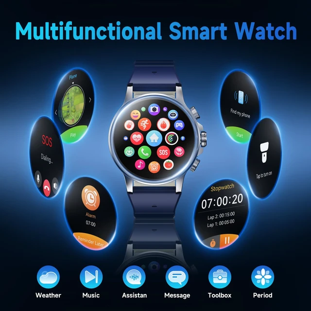 Alt view image 6 of 7 - 3D Dynamic Dial Smart Watch with Magnetic Strap, 1.60" AMOLED HD Touchscreen Fitness Tracker Bluetooth Call 100+ Sport ModesIP68 Waterproof Heart Rate Monitor Find Phone Voice Assistant
