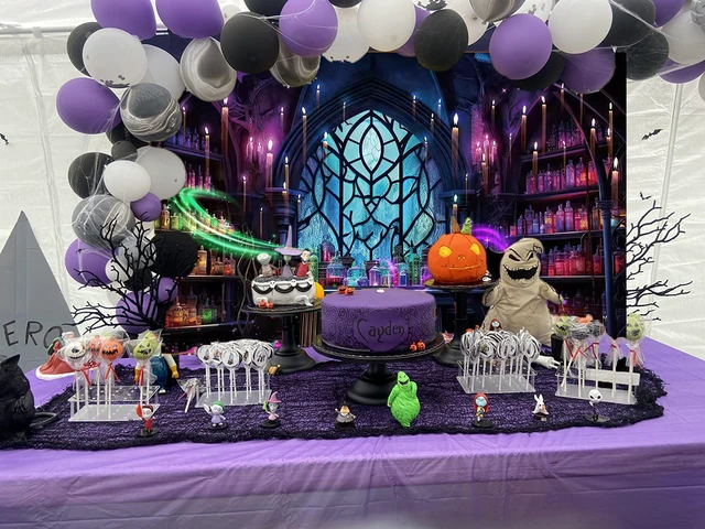 Alt view image 3 of 7 - Halloween Mad Scientist Lab Backdrop 8x6FT Spooky Chemistry Laboratory Magic Witch Background Halloween Party Decorations Supplies Photo Props